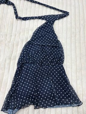SHEIN Navy Blue Polka Dot Halter Romper